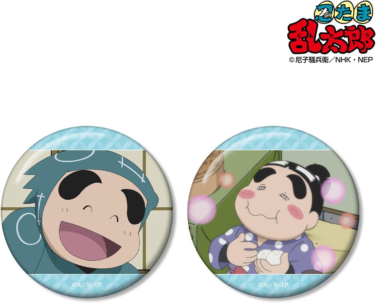 Ninetama Rantaro Fukufuni Shinbee Scene Photo Tin Badge Set of 2