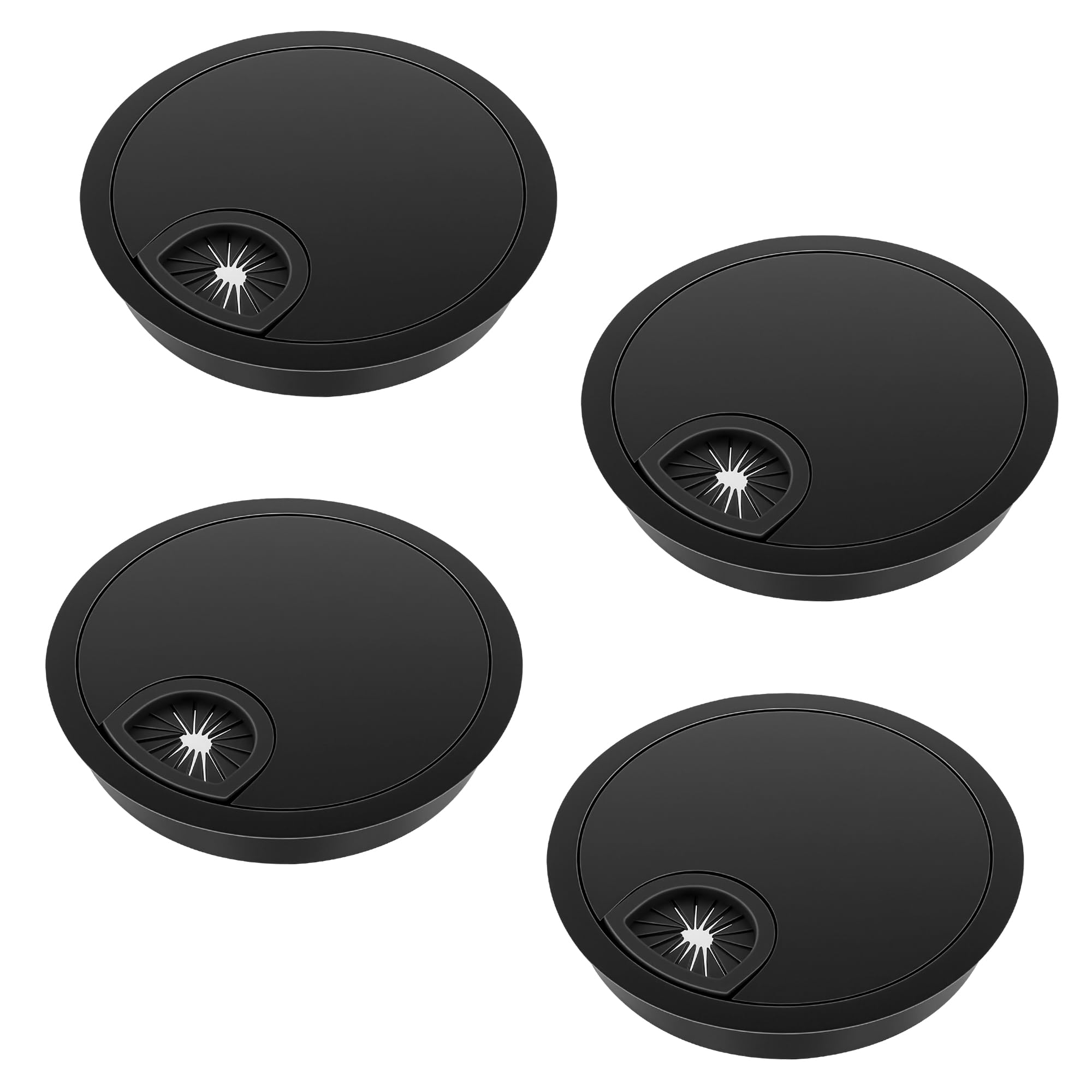 MAHIONG 4PCS 80mm Desk Grommet, Black Desk Hole Covers, Alloy Cable Hole Cover for Home Office
