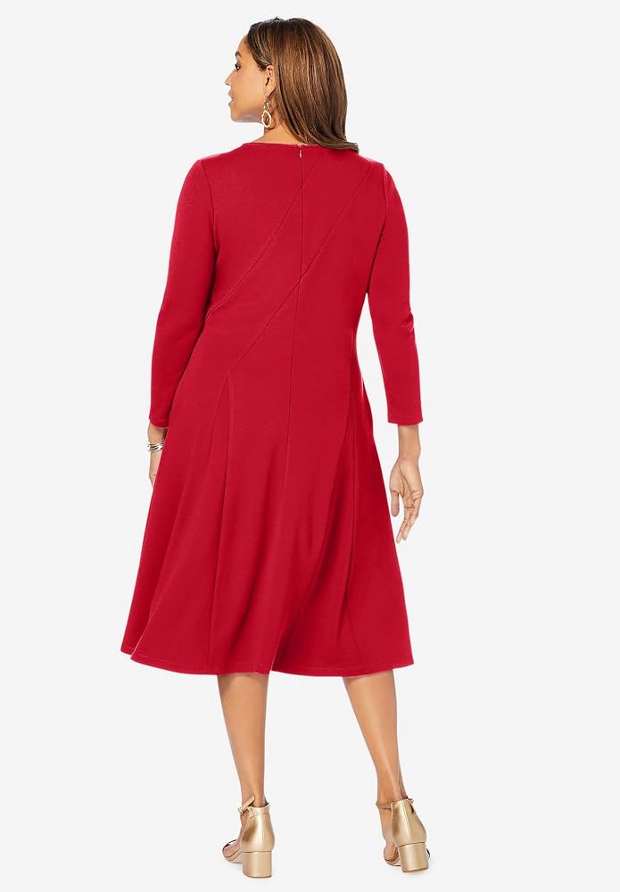Jessica London Women's Plus Size Long Sleeve Stretch Ponte Dress - 28 W, Classic Red at Amazon Women's Clothing store Jessica London Women's Plus Size Long Sleeve Stretch Ponte Dress - 28 W, Classic Red at Amazon Women's Clothing store