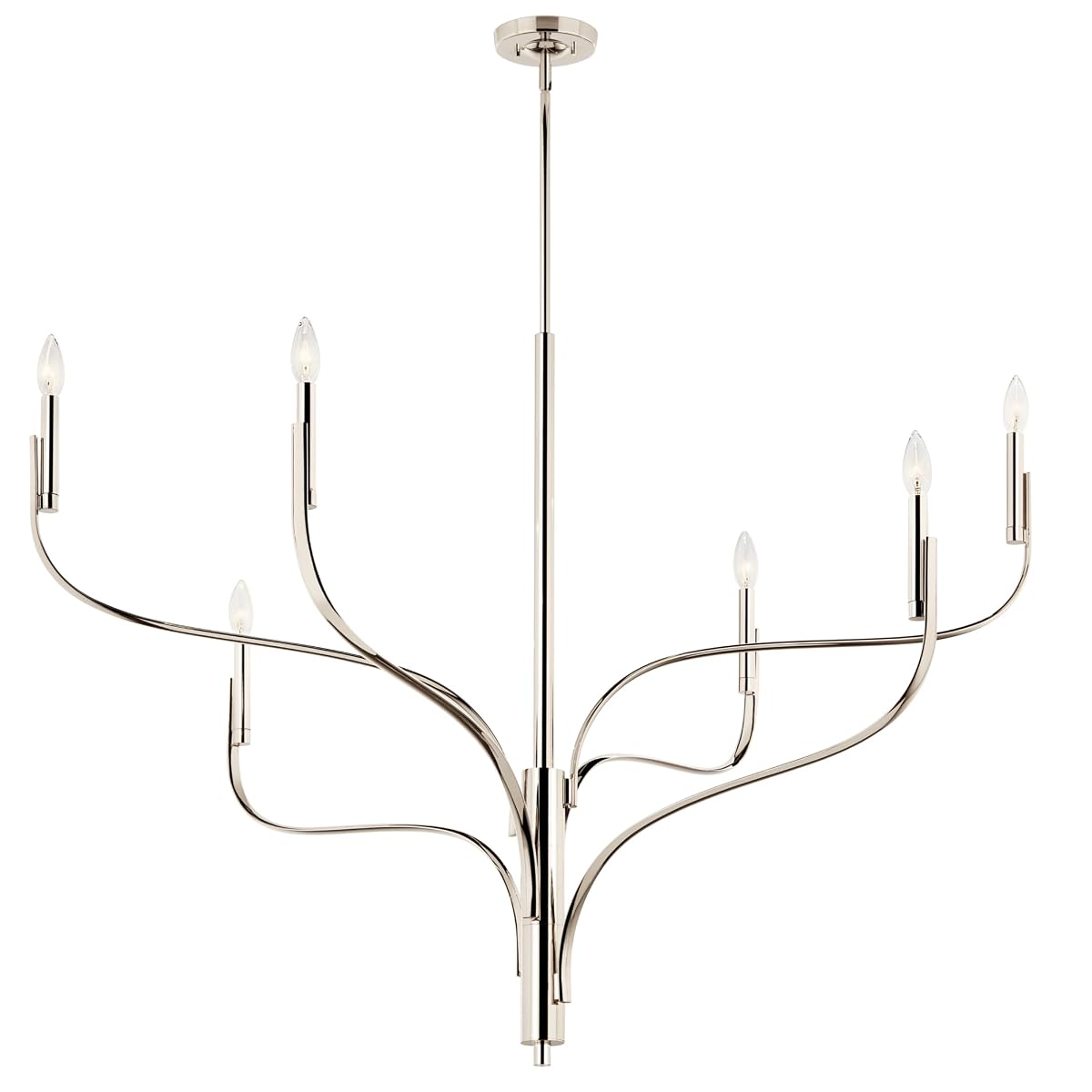 Kichler Livadia 6-Light Chandelier, Soft Modern-Light in Polished Nickel, for
