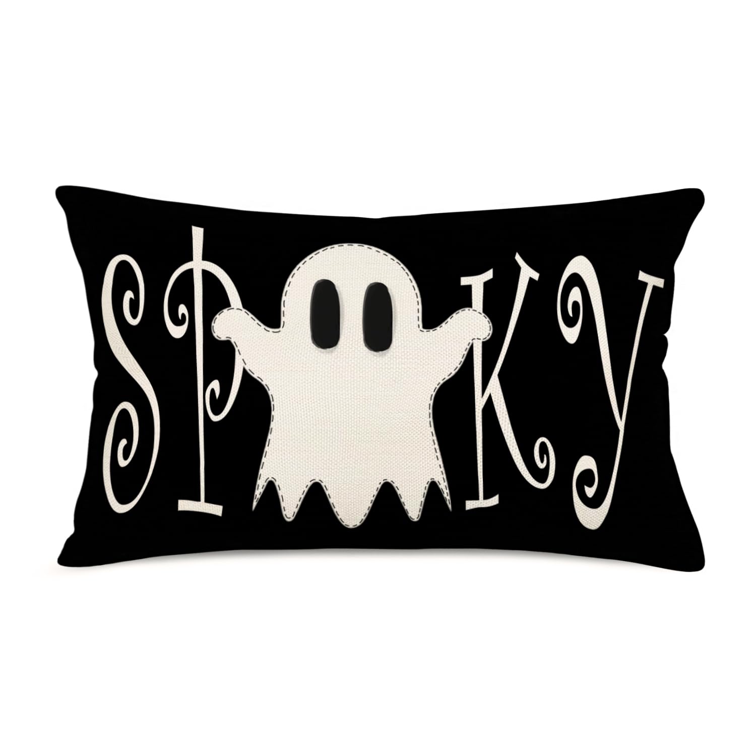 Smilyard Halloween Spooky Pillow Cover 12x20 Inch White Ghost Black Eyes Pillows Decorative Lumbar Throw Pillow Cases Fall Halloween Holiday Home Decor Cushion Cover for Sofa Couch Bed