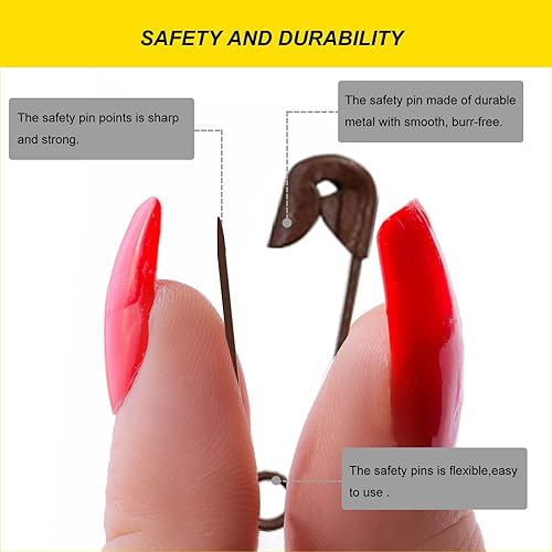 Miniatura 3 de Alfileres de seguridad pequeños, mini pines de seguridad de 0.75 pulgadas para ropa, pasador de seguridad de café, juego de acero niquelado