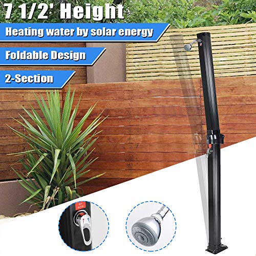 Yescom 7 1/2ft 6.6 Gallon Outdoor Patio Solar Heated Shower Outside Backyard Poolside