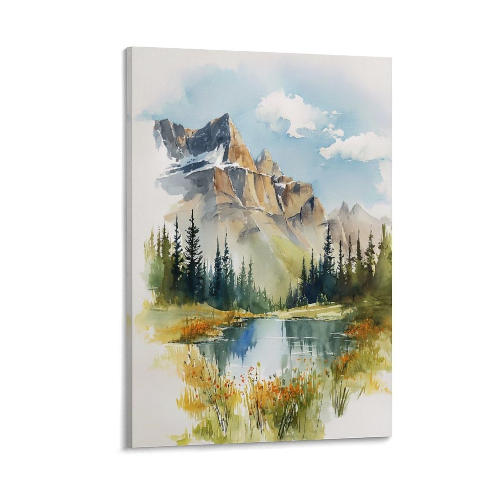 LCYNNH Banff Watercolor Painting Canadian Rocky Mountain Art 08x12inch(20x30cm) Print Home Bedroom Office Living Room Decor Canvas