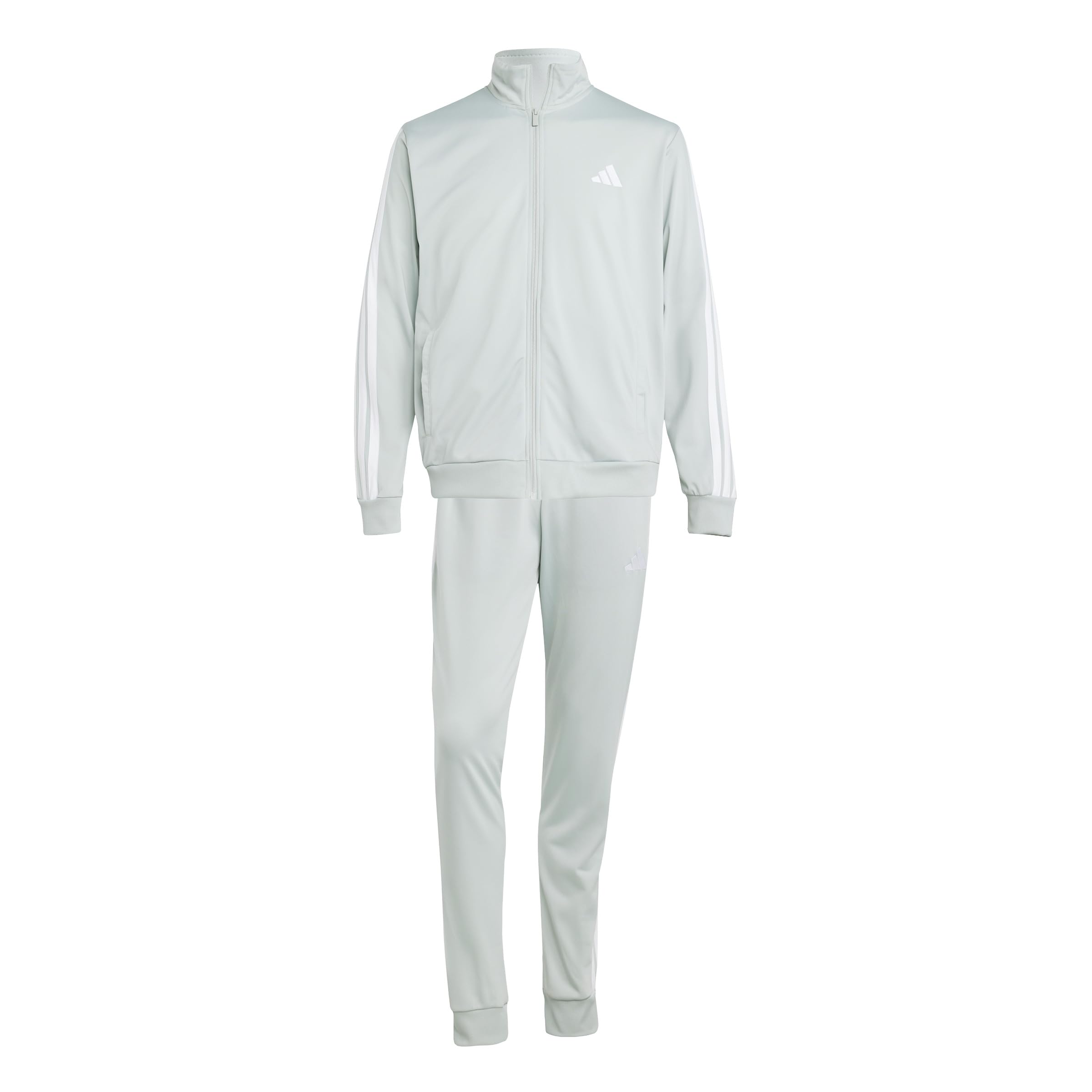 adidas Uomo Sportswear Basic 3 Stripes Tricot Tracksuit, Tuta da Allenamento, Grigio (Wonder Silver), XXL