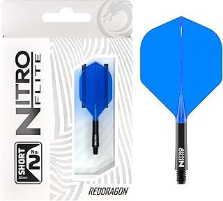 RED DRAGON Darts – Nitro Flite Integrada Sistema de Vuelo y Eje – No.2 Forma y diseño-Disponible en Niveles Corto, Intermedio y Medio-Blanco, Negro, Azul, Amarillo y Transparente-Accesorios de Dardos