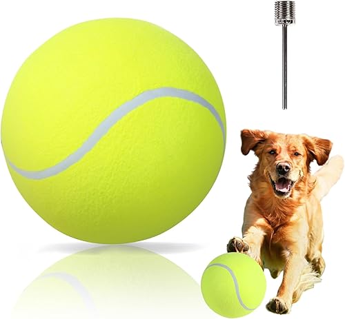 Miniatura 2 de TYLIN Pelota de tenis gigante para perros de 9.5 pulgadas, divertida pelota de deportes al aire libre, pelotas de tenis grandes amarillas para