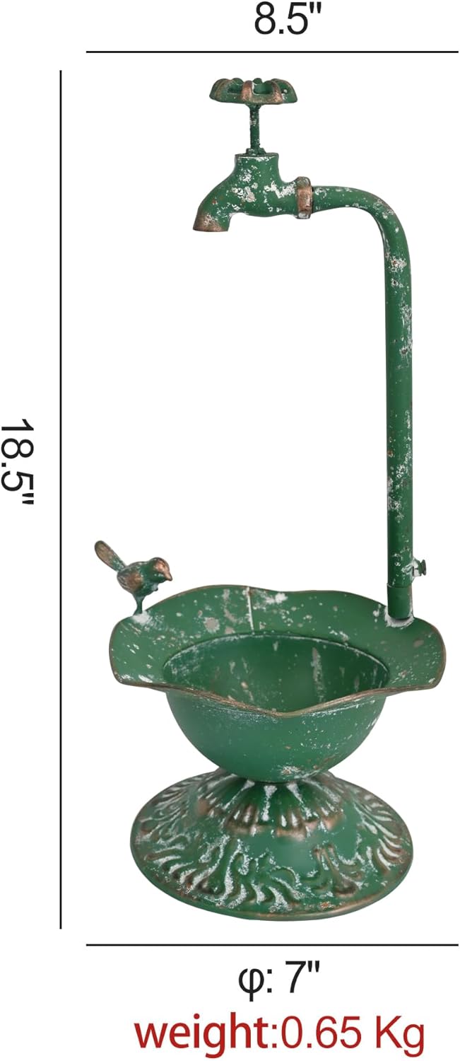 Unique Planters for Indoor Outdoor Plants, Rustic Succulent Planters, Outdoor Flower Pots, Indoor Succulent Plant Pots, Metal Tap Design, Home and Garden Decor (Green)