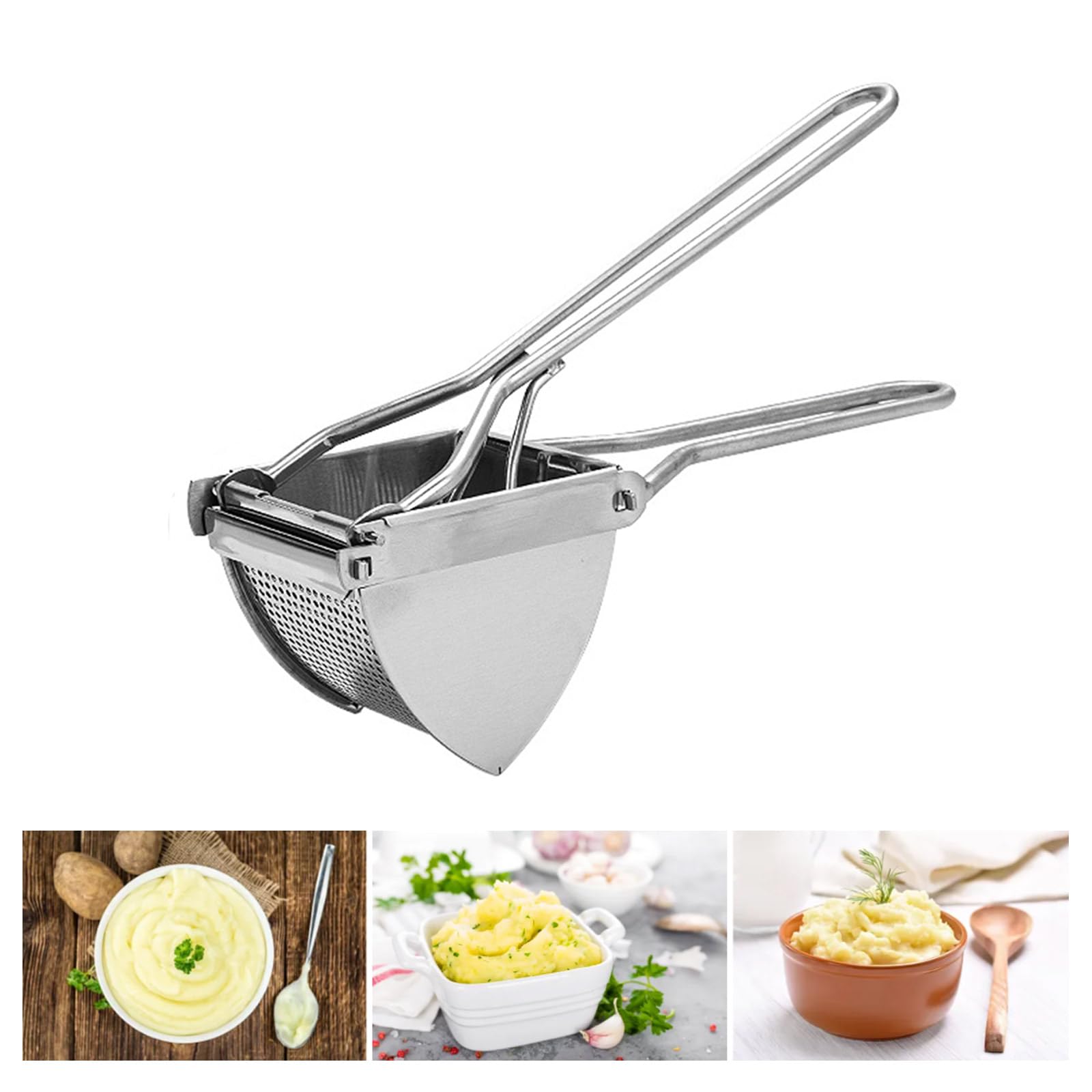 Prensa de patatas resistente de acero inoxidable fácil de usar para puré de patatas y puré de patatas