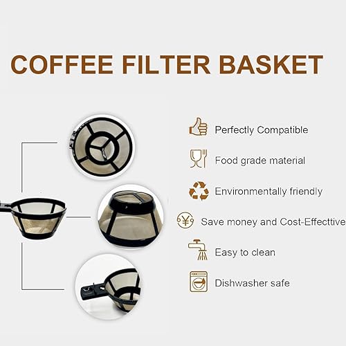 Miniatura 6 de Filtro de cesta de café reutilizable compatible con la cafetera Hamilton Beach de 2 vías 49980A 49980Z 49933 47650, 2 reemplazos de infusión de una