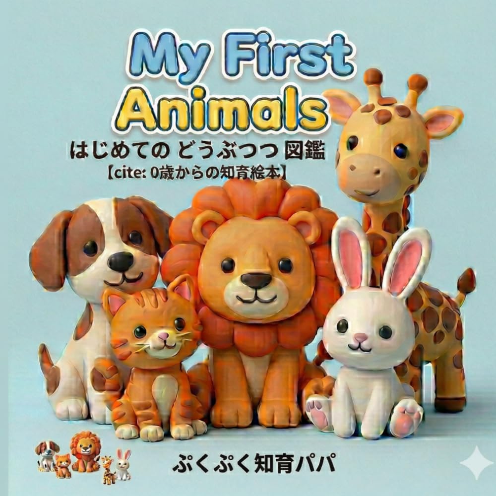 My First Animals：0歳からの知育フラッシュカード: バイリンガル（日本語・英語）切り取り式カード 16種類 3Dデザイン 視覚発達を促す知育教材