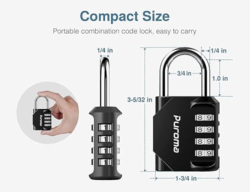 Miniatura 2 de Gym Padlock, 4 Digit Outdoor Waterproof Resettable Combination Padlock for School Gym Locker(1 Pack Black)