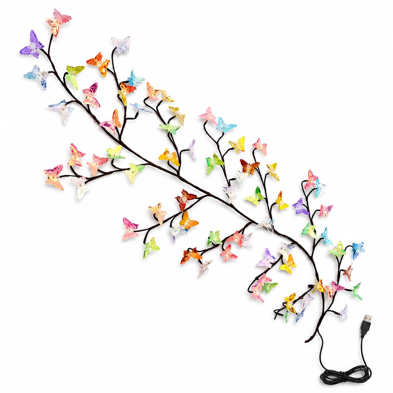 Cherry Blossom LED Tree Branch Wall Decor Lights with 3D Butterfly | DIY Flexible Wall Mounted Decorative Light | LED Lights for Bedroom, Living Room, Festival & Home Decoration.-image-44