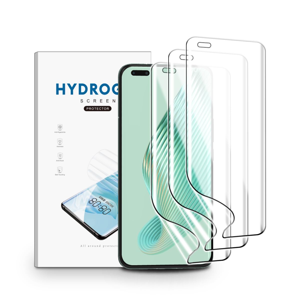 Screen Protector for Honor Magic 5 Pro, 3 Pack TPU Hydrogel Film HD Clear Flexible, Support Fingerprint Unlock, High Sensitivity, Self-Healing (Not Glass)