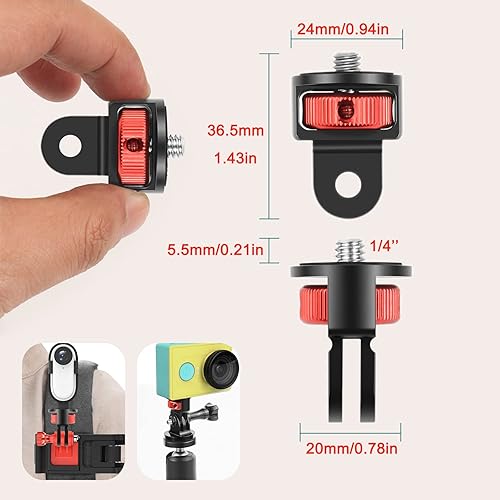 Miniatura 6 de Adaptador de montaje de trípode para accesorios Insta360 X5, adaptador de conversión de trípode de aleación de aluminio CNC con kit de tornillo de