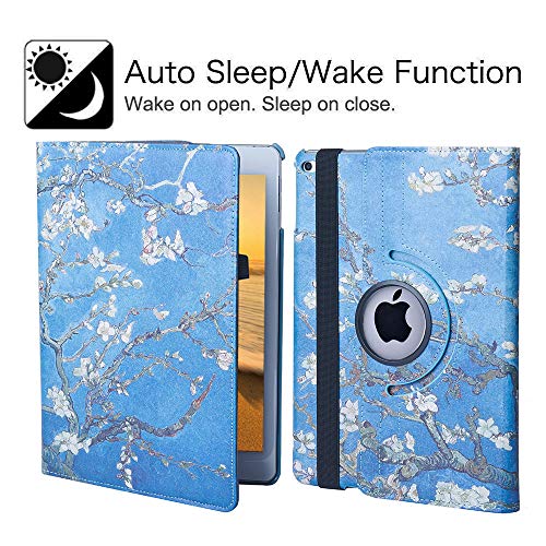 New Ipad 9.7 Inch 2018 2017/ Ipad Air 2 Case - 360 Degree Rotating Stand Smart Cover Case With Auto Sleep Wake For Apple Ipad 9.7" (6Th Gen, 5Th Gen)/Ipad Air (Apricot Blossom) #TOP3