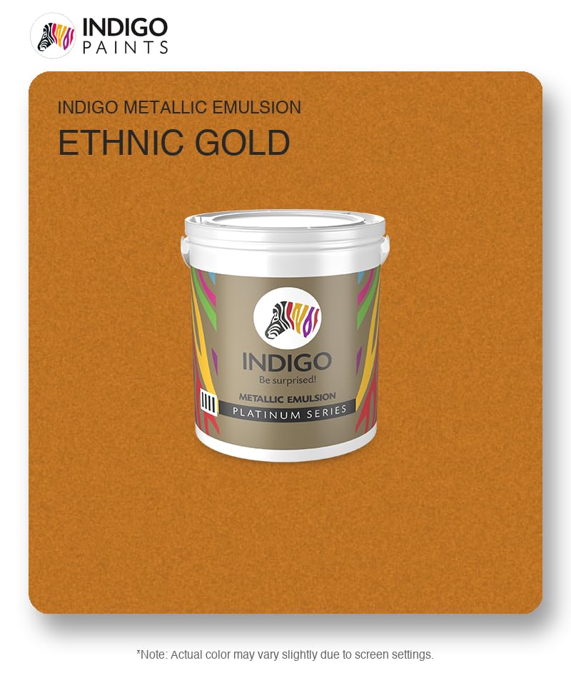 Image of Indigo Metallic Emulsion Luxury Series Luxury Series - Luxury series metallic paint featuring Ethnic Gold hue that offers a premium, high-shine finish - 1 L Ethnic Gold