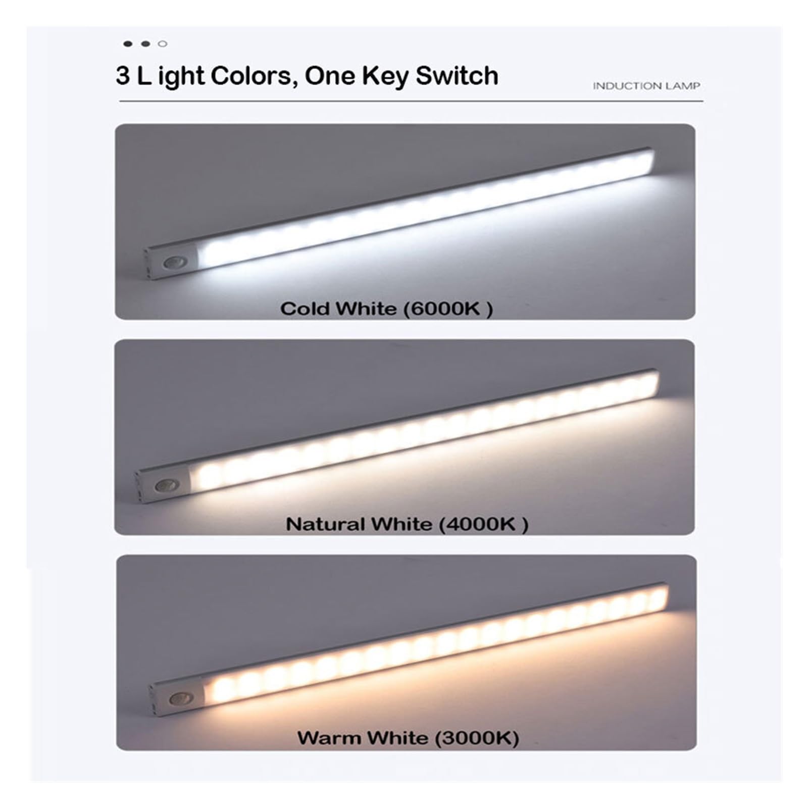 Oświetlenie Pod Szafką Lampka Nocna W Szafce Z Czujnikiem Ruchu Oświetlenie LED USB Szafa Kuchenna Lampa Pokojowa Możliwość Ładowania 3 Kolory 1 Świetle Magnetycznym(20CM,Yellow with black)