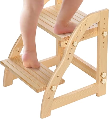 Taburete de madera para niños, taburete de cocina para lavabo de baño y taburete de inodoro para entrenamiento de orinal para niños, altura