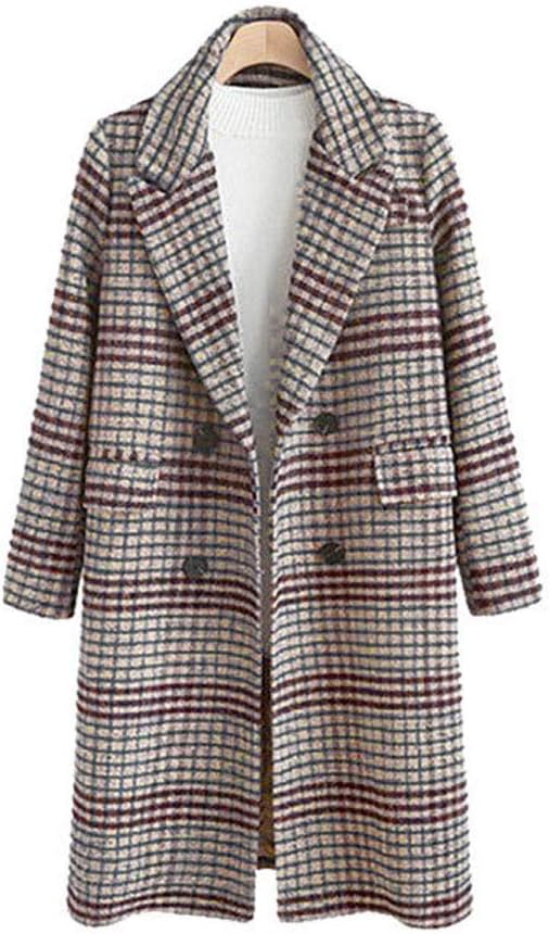 EVEDESIGN Women's Winter Turn Down Shawl Collar Overcoat Double Breasted Wool Coat