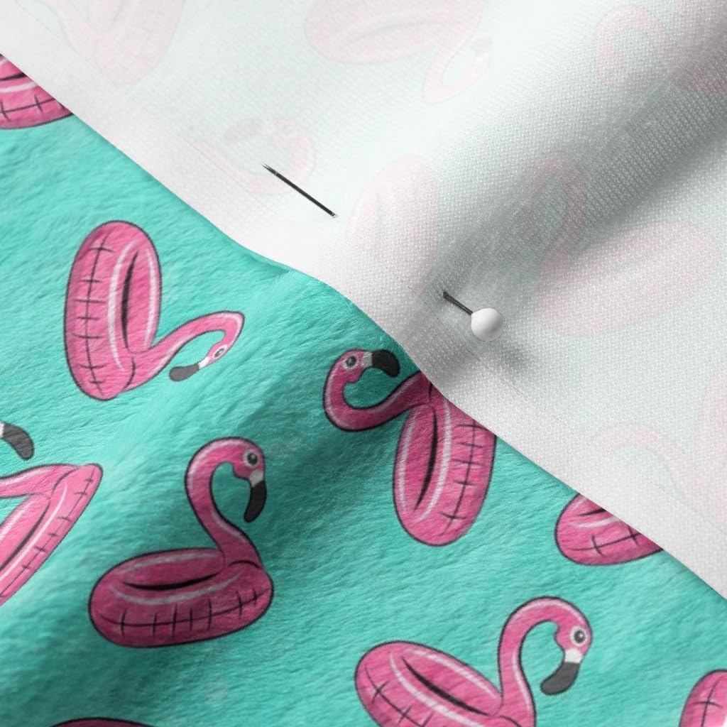 Spoonflower Fabric - Scale Flamingo Blue Flamingos Pink Pool Summer Beach Tropical Printed on Minky Fabric by The Yard - Sewing Baby Blankets Quilt Backing Plush