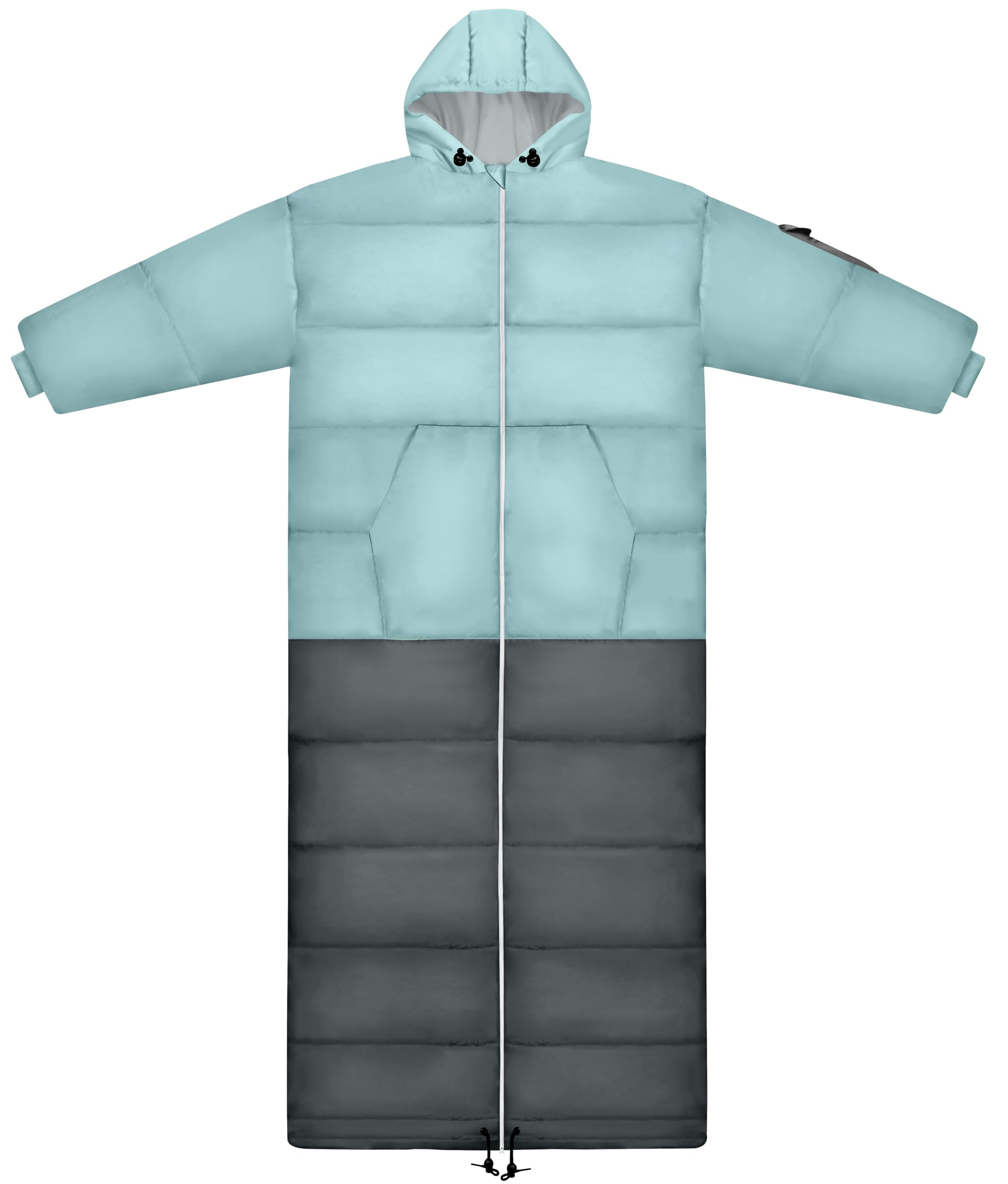 Thermotuff Wearable Sleeping Bag with Dual Hoodie, Long Sleeves, Pockets & Adjustable Drawstring - Ideal for Camping, Cold Weather Hiking, and Stadium Sak Blanket