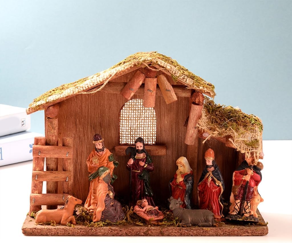 Christmas Nativity Figurines Holy Family Figure with Donkeys Nativity Figure