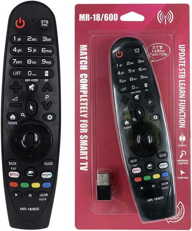 Universal LG Magic Remote Control MR-18/600 AN-MR18BA AN-MR600G AN-MR650 for 2018 4K UHD Smart LG TV OLED65W8PUA OLED77W8PUA OLED43W8PUA OLED49W8PUA OLED50W8PUA OLED55W8PUA with Netflix Keys, Infrared
