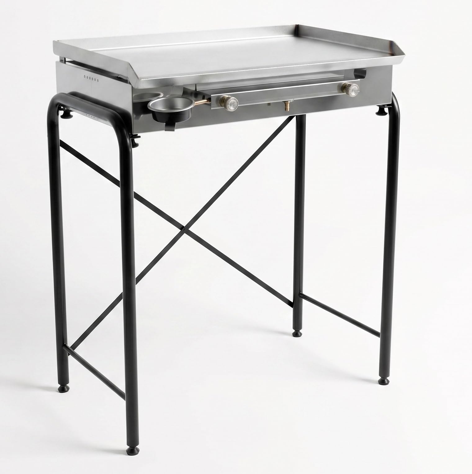 Yelloo - Parrilla Inoxline 810 75x45 cm con placa lisa de acero inoxidable AISI430, BBQ barbacoa de gas con dos quemadores