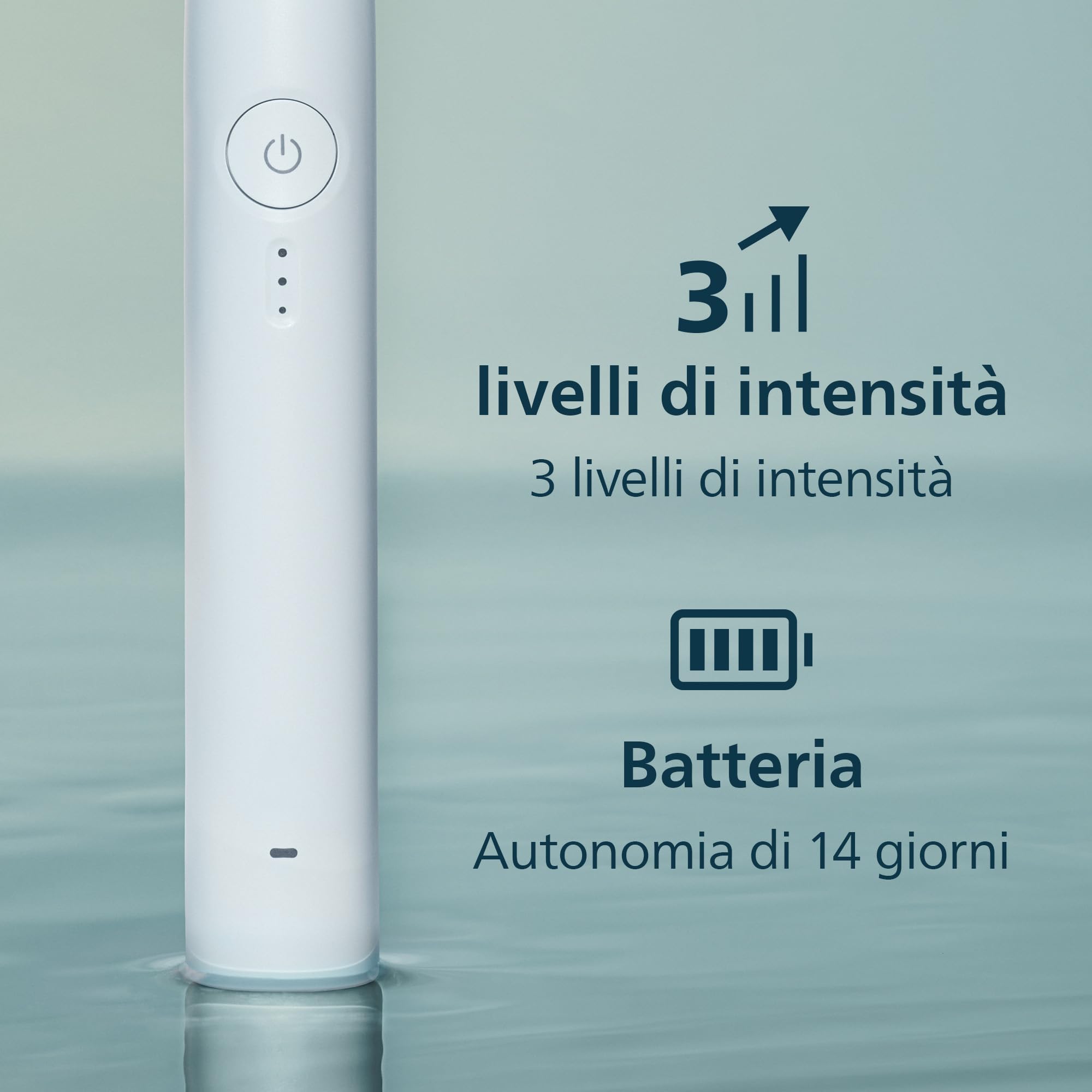Philips Sonicare Serie 3100 - Spazzolino elettrico sonico con sensore di pressione, 3 intensità, EasyStart, SmarTimer, autonomia 14 giorni, custodia, bianco, HX4033/21, [Nuovo]