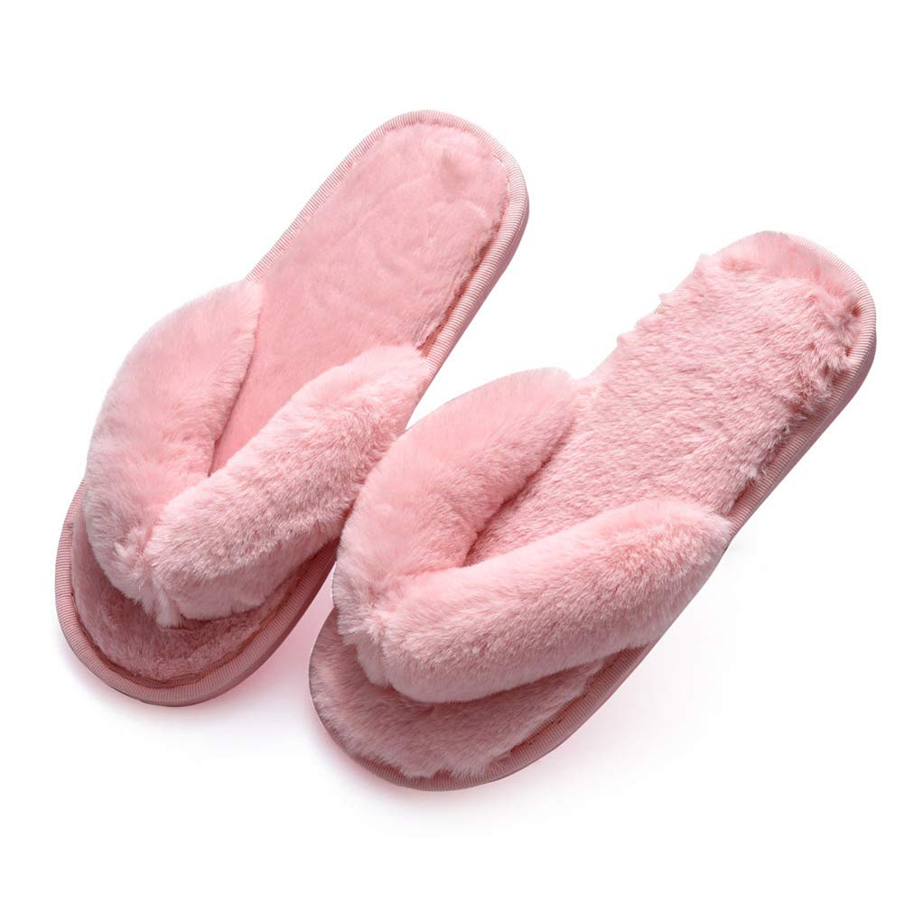 Pink Flip Flop Slippers Fuzzy Fluffy Faux Fur House SPA Cute Open Toe Slippers for Women Girl/Women6-6.5 Men5.5-6 (B0831NY34J) Amazon Price History, Amazon Price Tracker