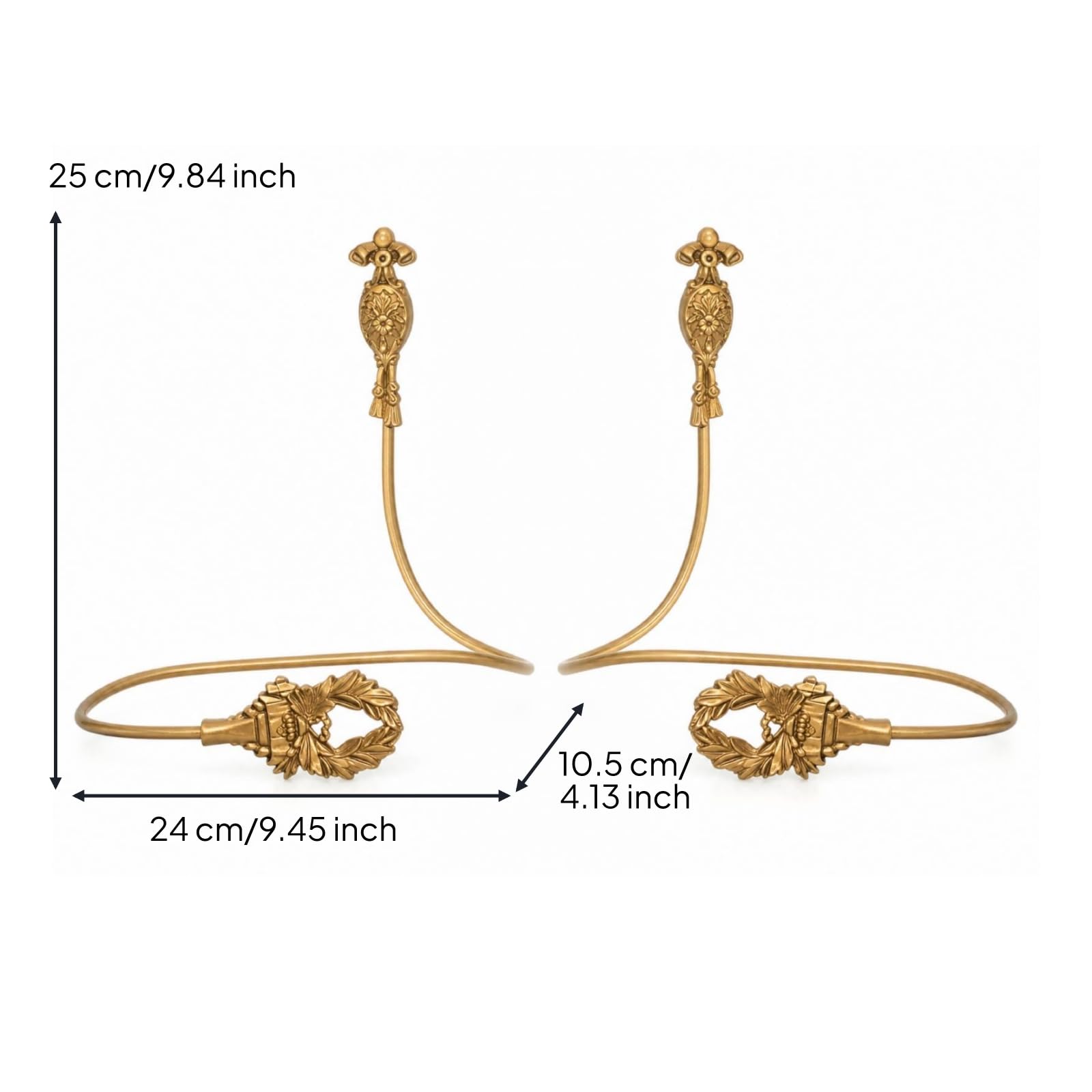 Fermatenda per Tende Gancio Fermacurva Supporto Decorativo Staffa da Parete Design Classico Motivo Floreale Look Dorato Adatto per Camera da Letto, Gancio Per Tenda Dorato, Stile B