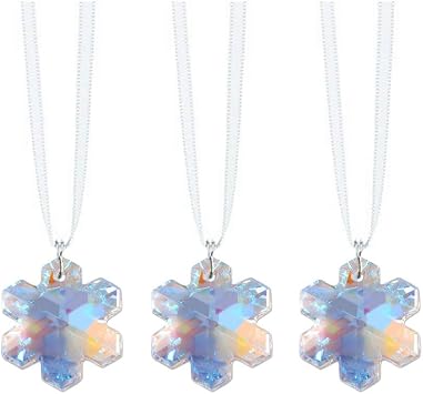 SunCatchers for Windows Swarovski Crystals Aurora Borealis Snowflake Prisms Hanging Ornament Pendants Decorations 3-Pcs