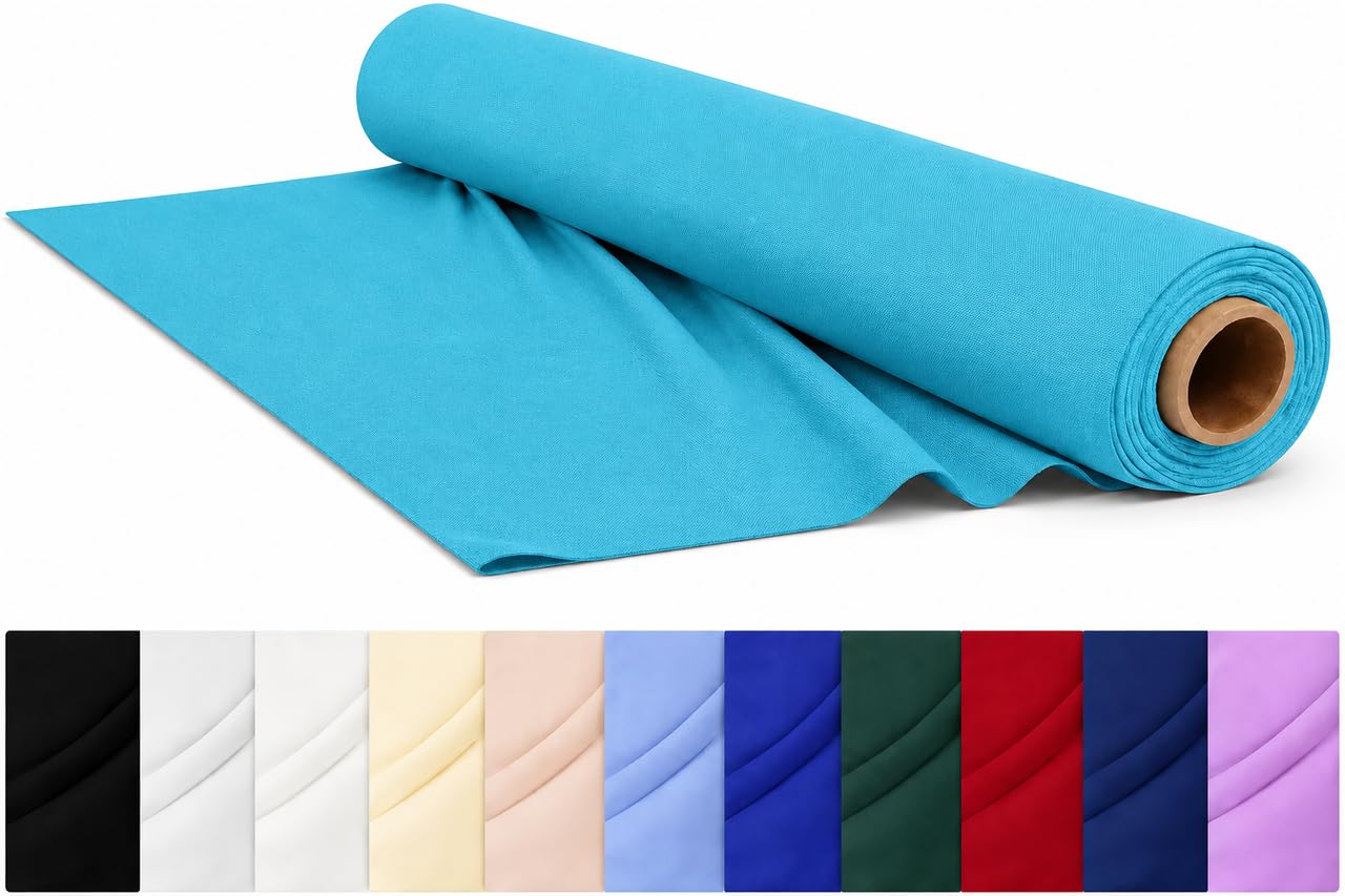 CraftsFabrics Plain Dyed Homespun Cotton Fabric – 100% Cotton – 110cm Wide – Soft Woven Craft Fabric for Sewing, Quilting, Dressmaking, Crafts & Home Décor (Turquoise, 2 Metre Pre-Cut) — image 1