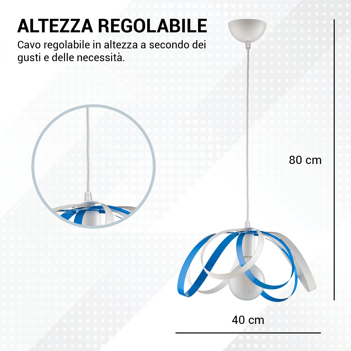 LEOLUX Fiocco Lampadario Cameretta, Soggiorno, Camera Da Letto, Moderno, Con Altezza Regolabile E Facile Da Montare Al Soffitto. Lampadario A sospensione bianco E Azzurro.
