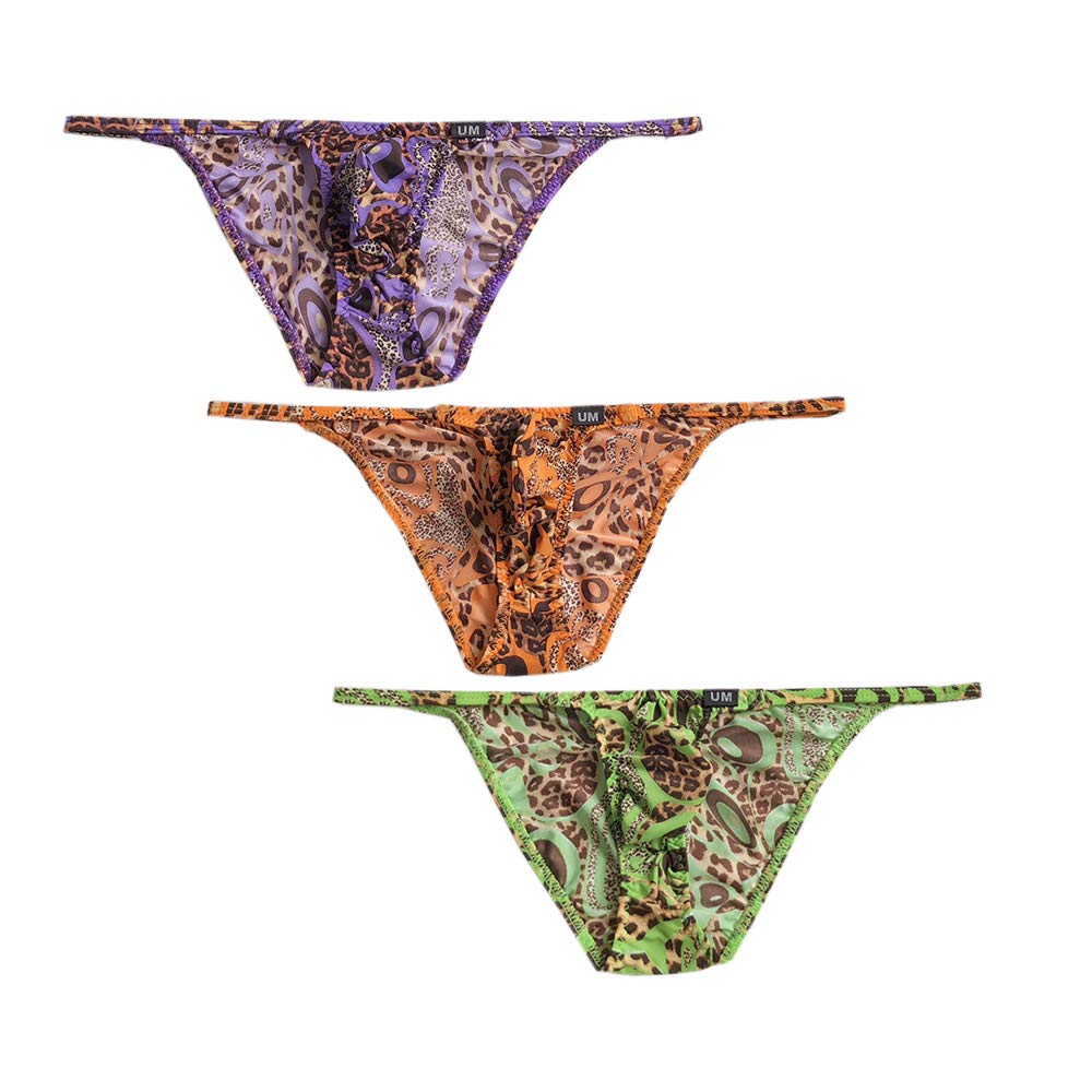 Buy Men's Briefs Print Ice Silk Underwear Half Back Coverage Bikinis