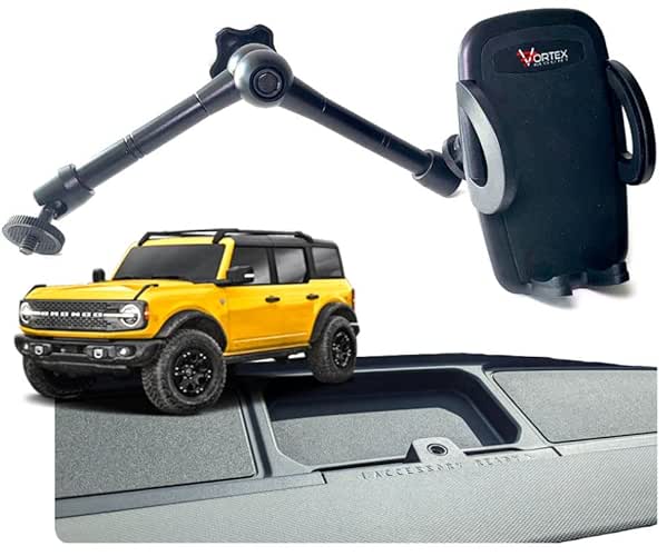 10" arm dashboard articulating phone mount and smartphone