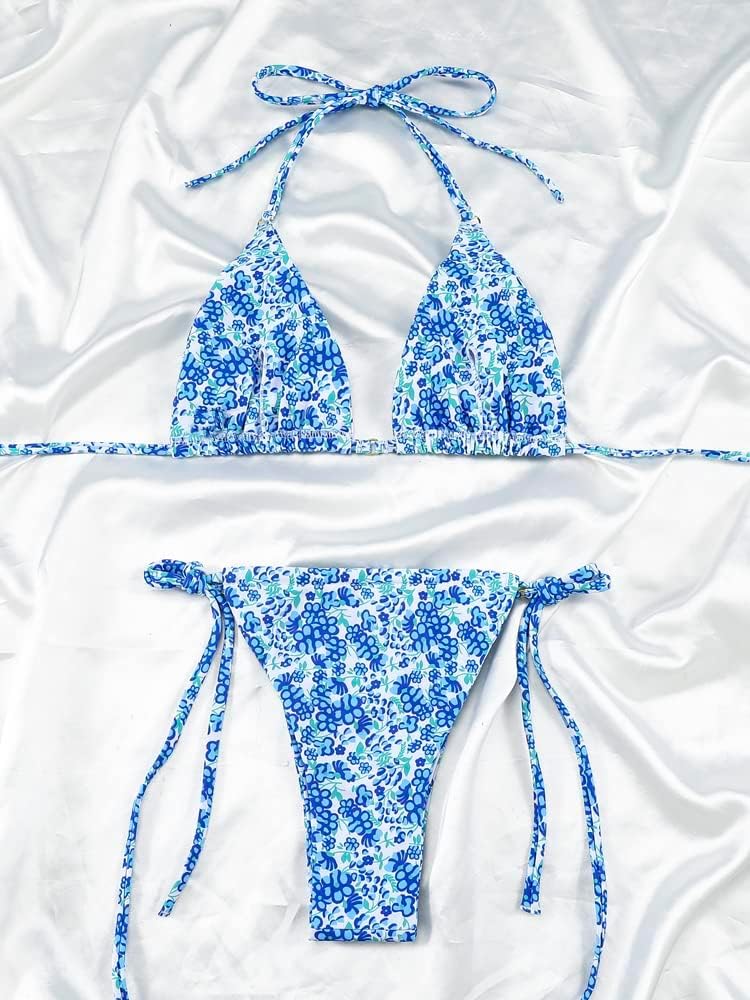 Women Halter String Bikini Set Sexy Thong Cheeky Two Piece Swimsuits Solid Color Bathing Swimwear - Image 5