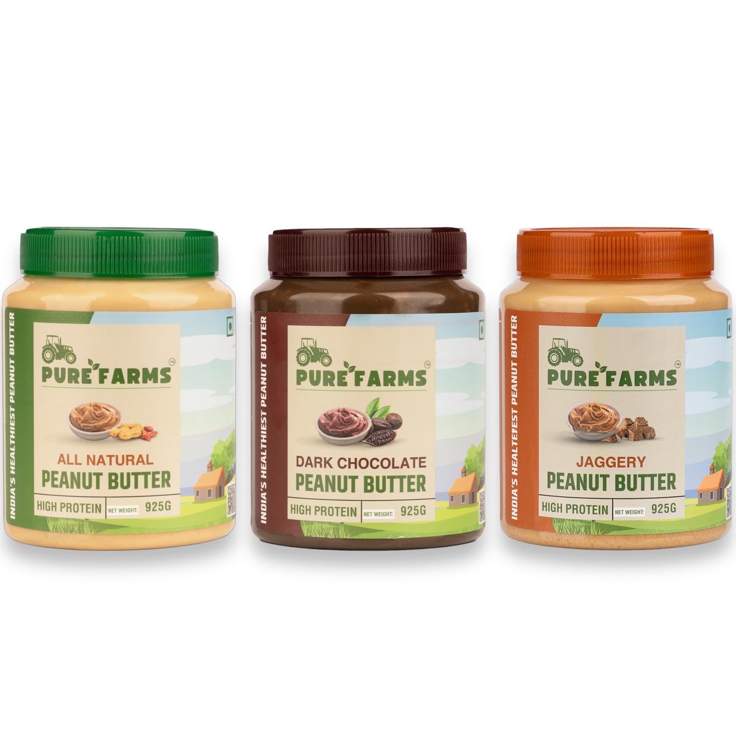 PURE FARMS 100% Pure and Natural Peanut Butter, All Natural (Only Peanut), Dark Chocolate and Jaggery Flavours, 925gm Combo of 3 Pack, Classic Snack, Guilt-Free Indulgence, Protein for Gym Enthusiasts and Healthy Diet | Monthly Stack (B0D5HTZK59) Amazon Price History, Amazon Price Tracker