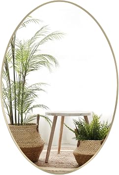 Oval Wall Mirror 20"x28" Gold Oval Vanity Mirror Bathroom Mirror Metal Frame Bathroom Mirror Home Decor Wall Mirror for Bathroom Living Room Entryway Vanity