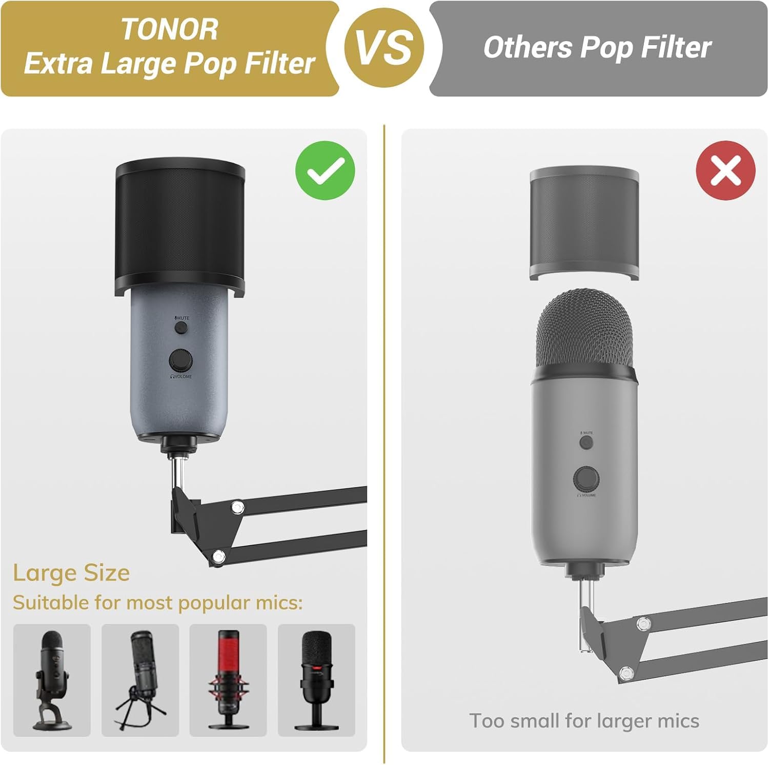 TONOR Micro Boom Arm, Bras de Perche avec élévateur pour Razer, Entièrement Réglable, Parfait pour les Podcasts, le Streaming, les Jeux, le Bureau à Domicile, 40 cm +40 cm, T40