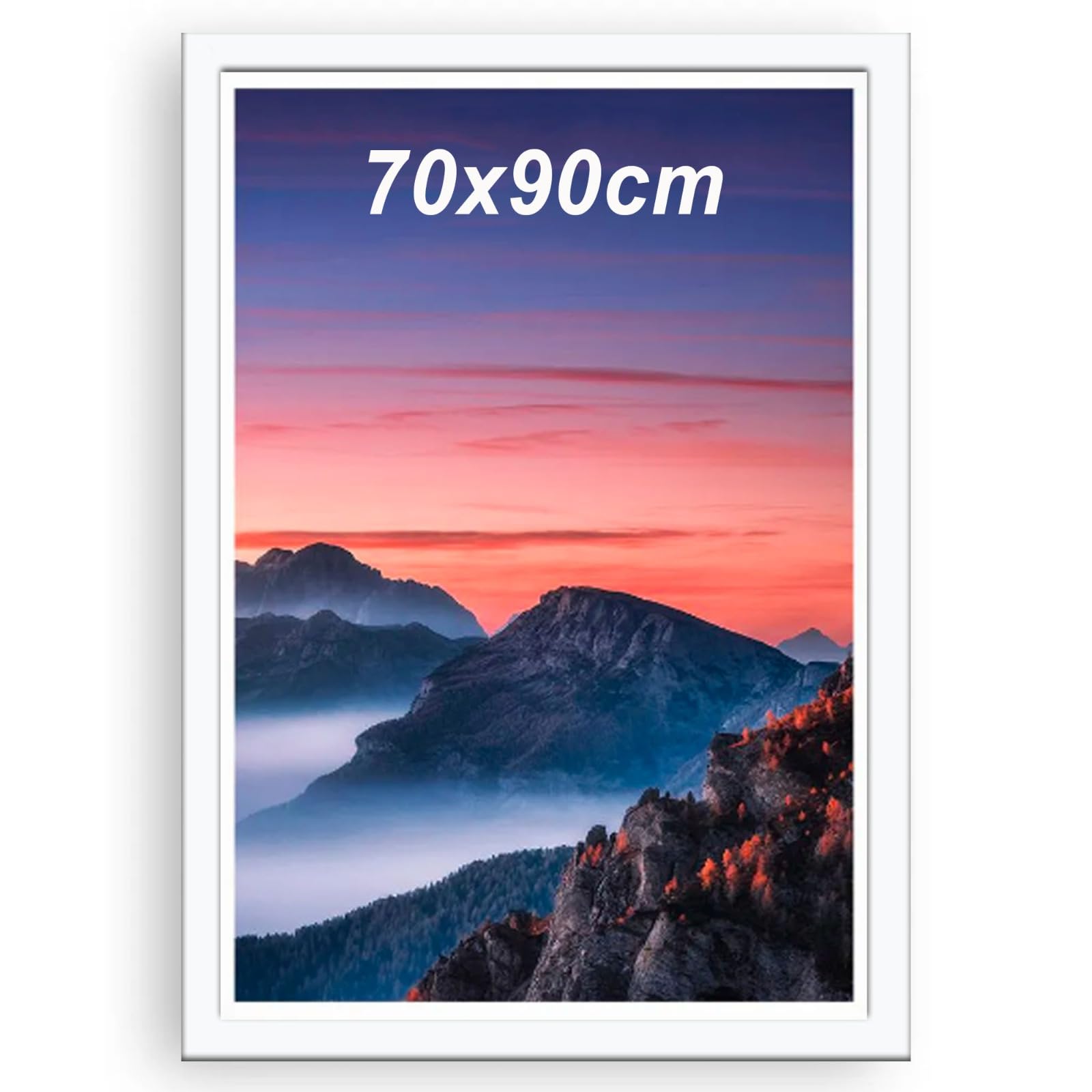 Poster Frame 90x70cm Wall Photo Frame Durable Acrylic Plexiglass Photos Canvas Pictures Frame for Home Decoration (White, 70x90cm)