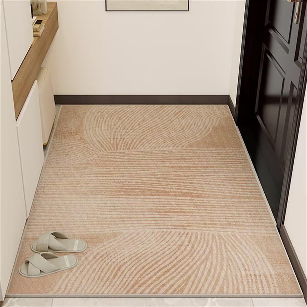Tapis salon grande taille 120x170cm brun clair rayé moderne