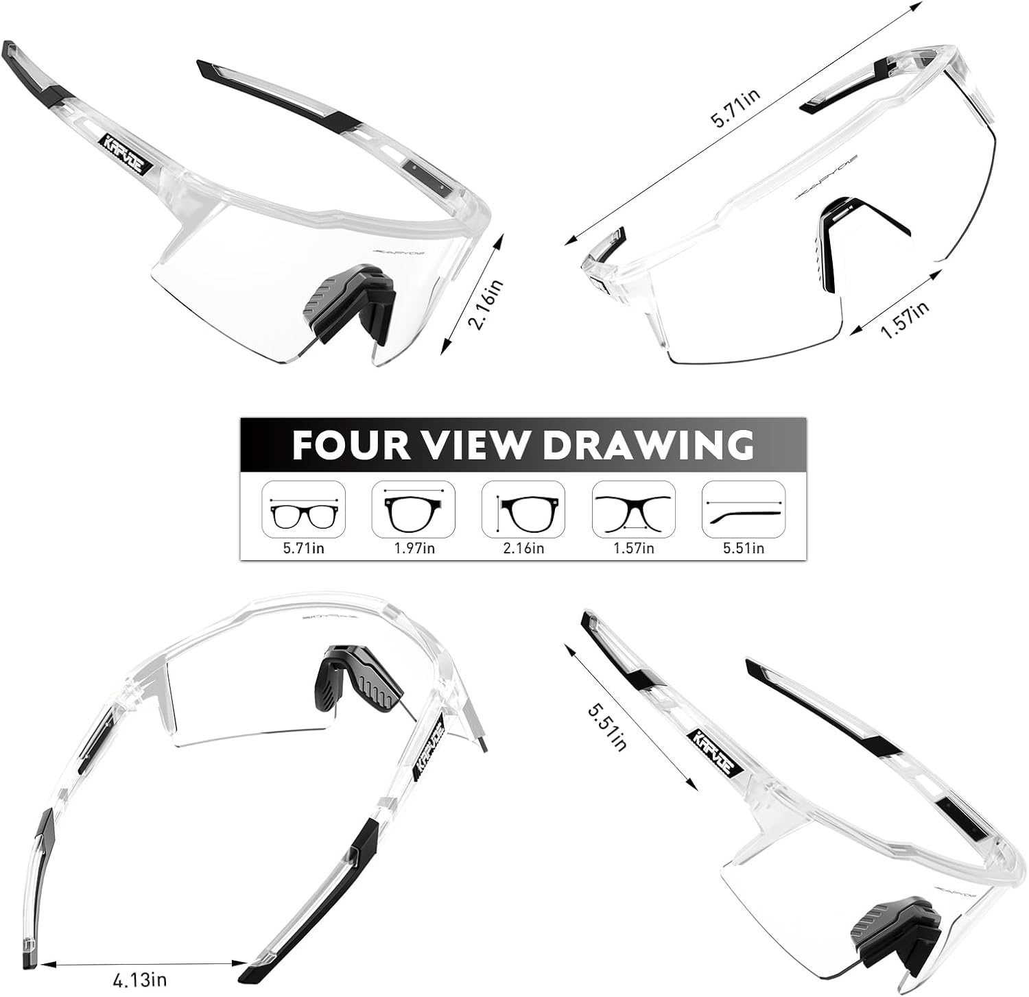 KAPVOE Photochromic Cycling Glasses Men Women Clear Transition Mountain Bike Sunglasses Sports Baseball Running - K9023 - Image 5