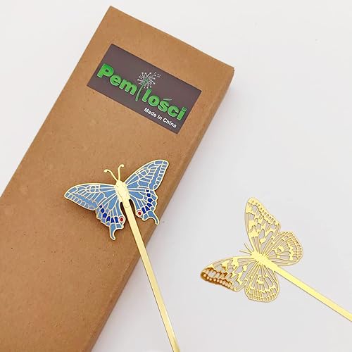 Paquete de 2 marcadores de metal de mariposa realista para madres, profesores, amigos, cumpleaños, Navidad, jubilación, agradecimiento, regalos