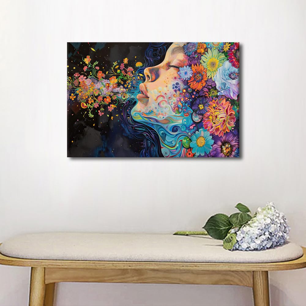 TISHIRON Real and Imagined Selves Wall Art Face Painting Wall Art Artwork for Home Walls Framed Art Wall Decor Modern Canvas Art Room Decor Home Wall Decor for Bedroom Arts & Crafts - Image 3