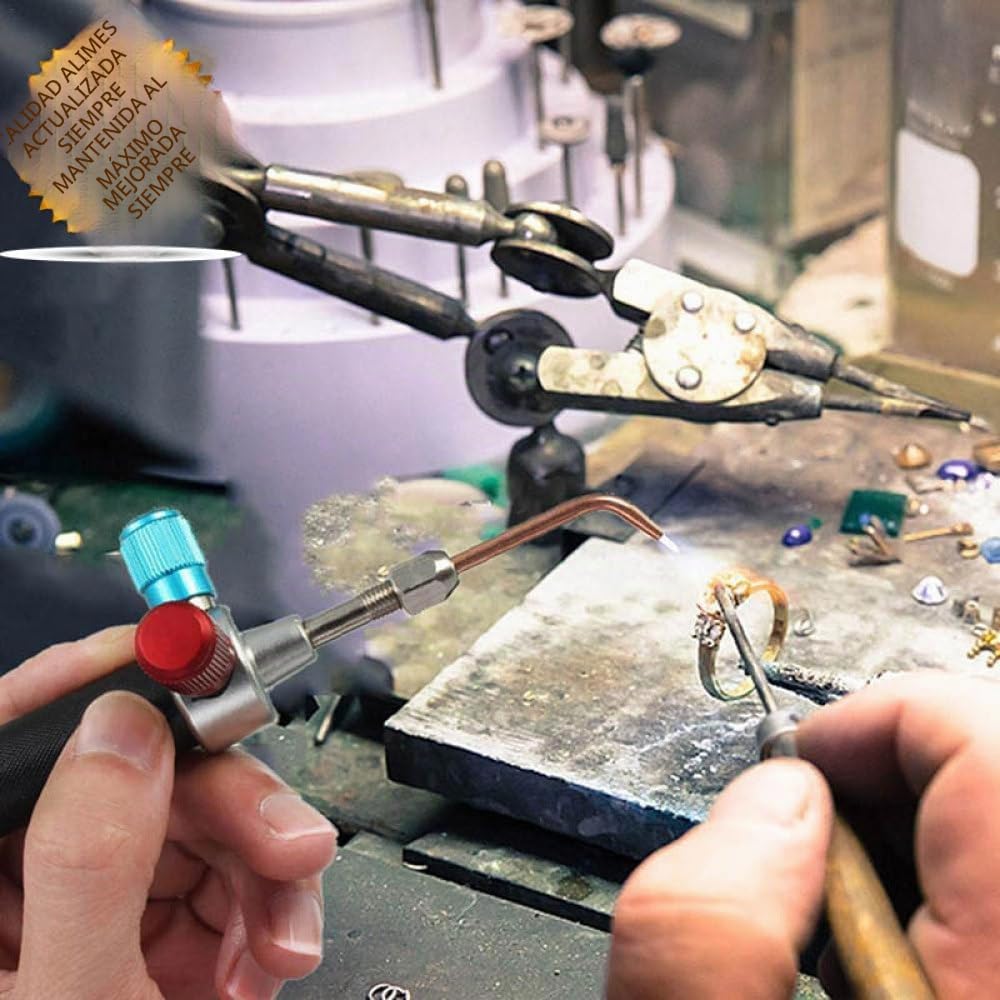 Mini pistola de gas con 5 puntas, kit de soplete de soldadura de joyería para oxígeno, acetileno butano