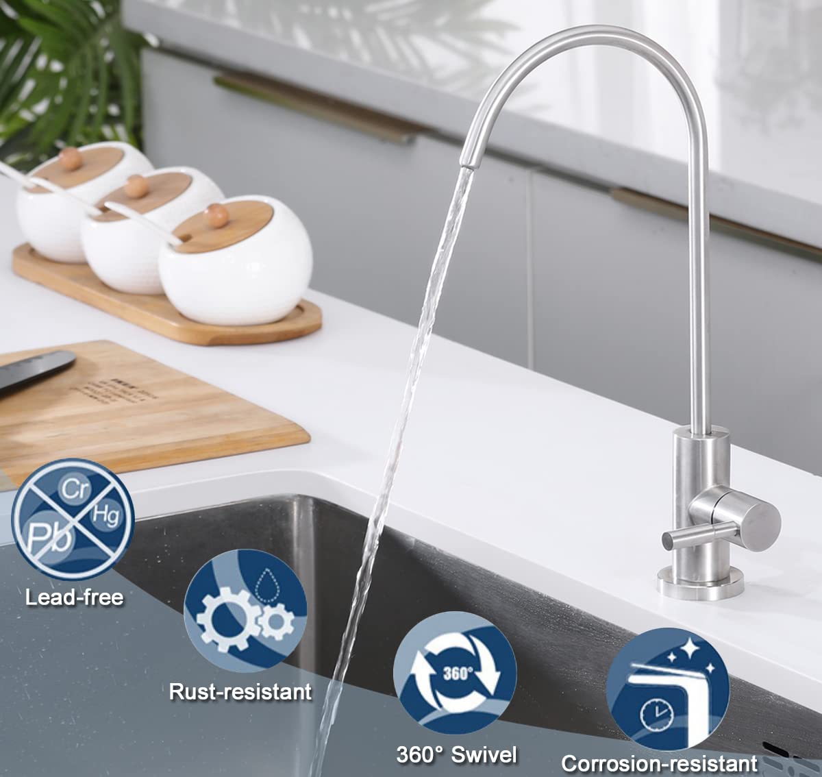 Grifo Para Osmosis Grifo Ósmosis Inversa 360° Acero Inoxidable