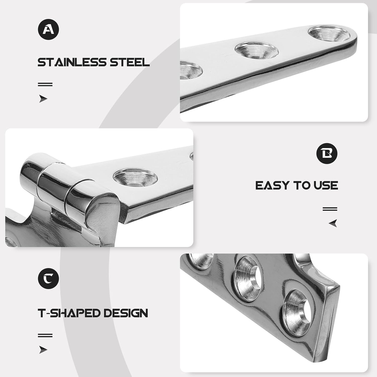 Heavy Duty T-Hinge 100x54x4.8mm Zinc-Plated Barn Door Hinge with Stainless Steel Cast for Outdoor Gates and Wooden Fence Storage Shed