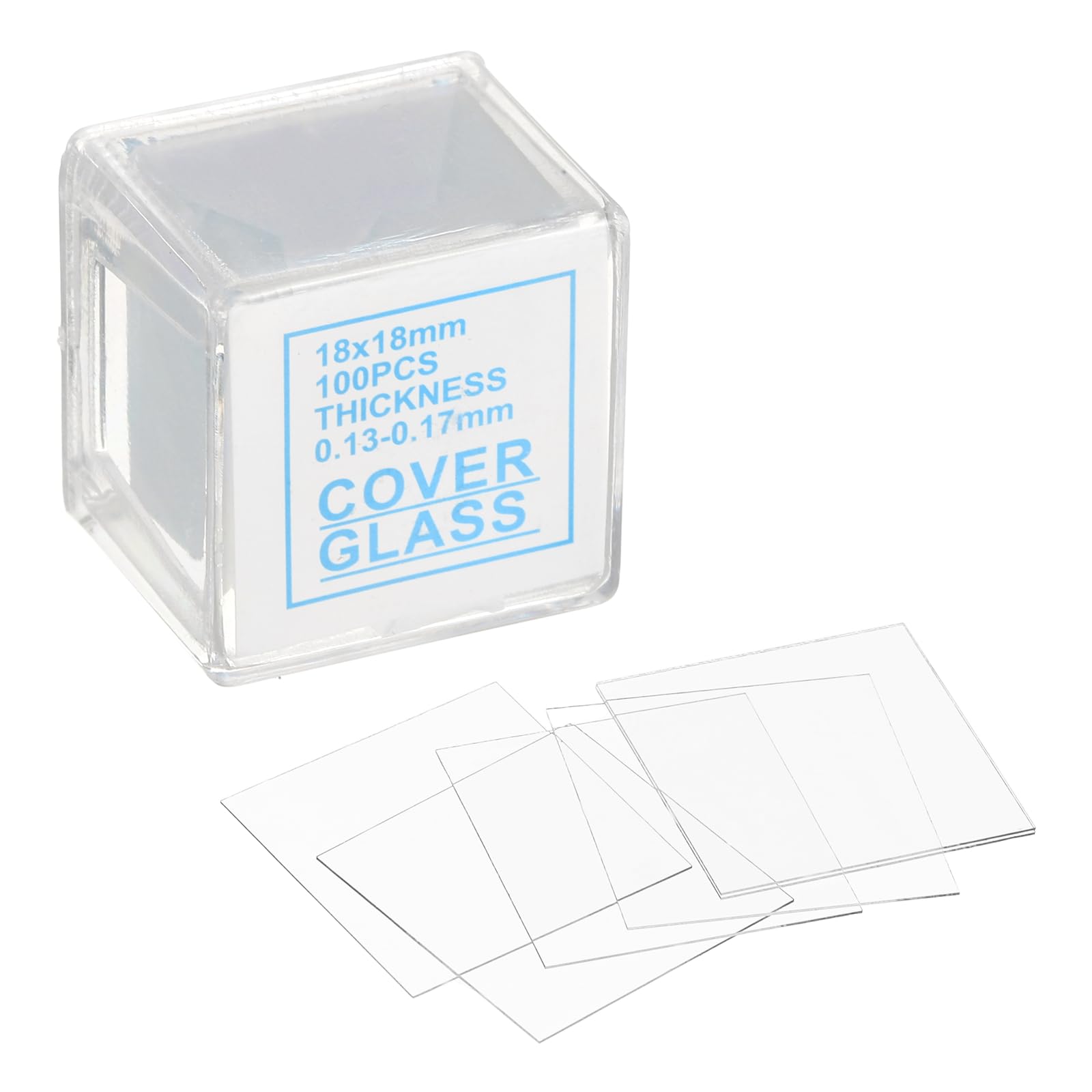 PATIKIL 500pcs Cover Slips for Microscope Slides, 18x18mm Microscope Cover Square for Laboratory Sample Observe